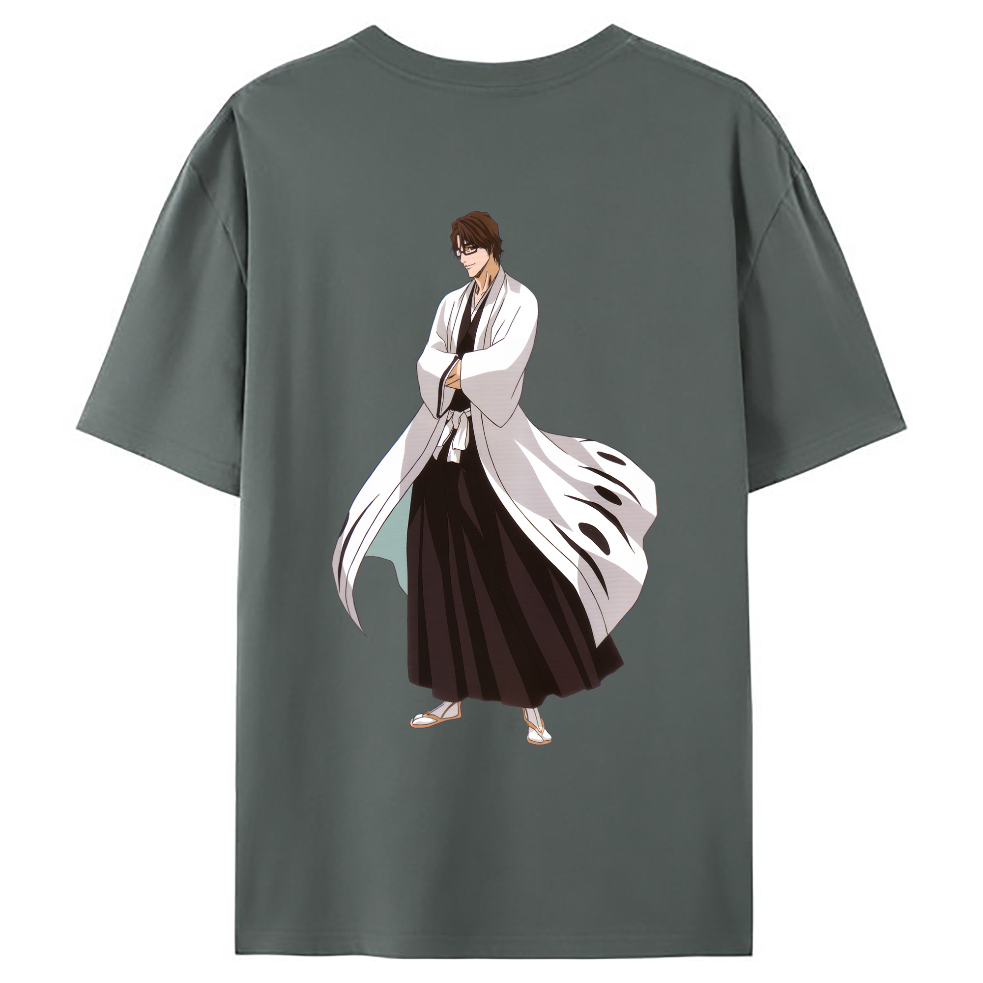 （画像用） ブリーチ 藍染 惣右介（あいぜん そうすけ） BLEACH Aizen Sousuke 綿100％ メンズ半袖Tシャツ（バックプリント） 通気性